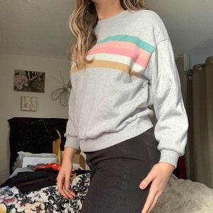 American Eagle Outfitters Sweaters - Grey w/ Colourful Stripes Sweatshirt American Eagle Outfitters Sweaters - Grey w/ Colourful Stripes Sweatshirt
